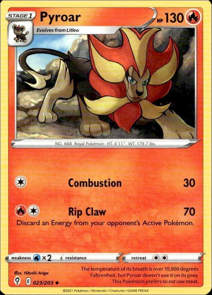 2021 Pokémon Evolving Skies Pyroar #023/203 trading card