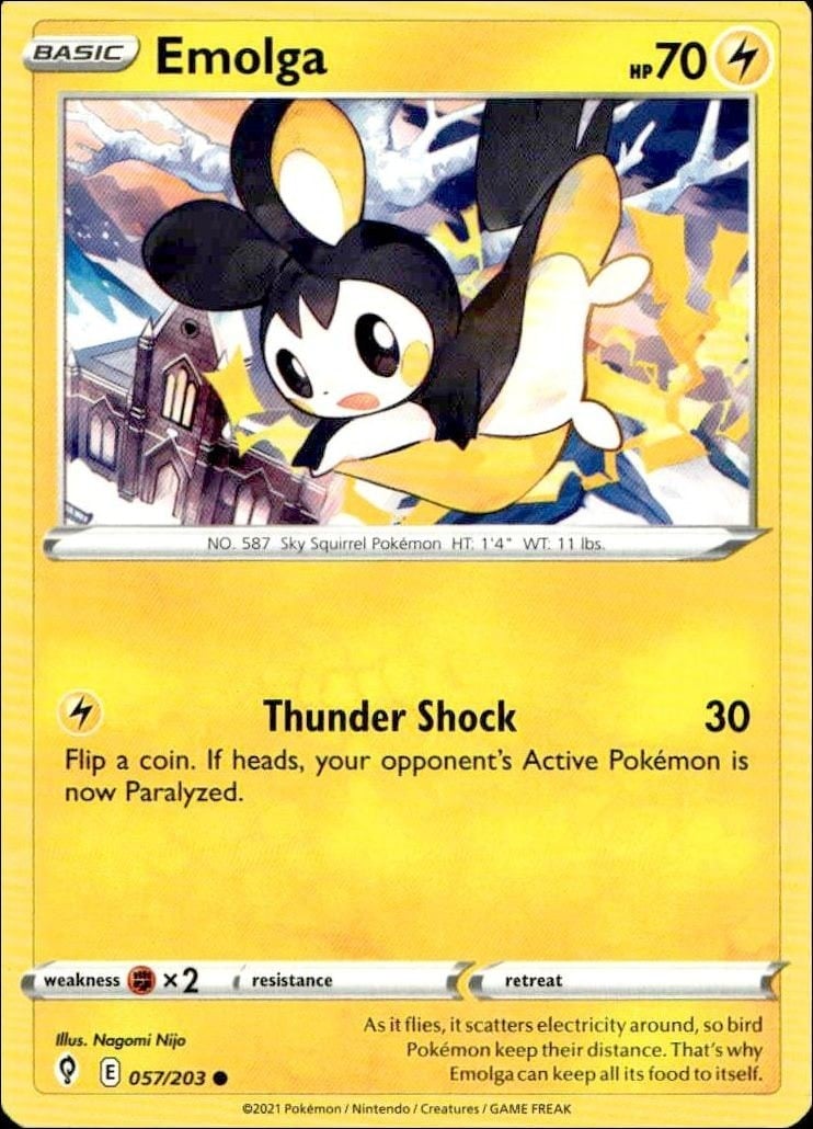 2021 Pokémon Evolving Skies Emolga #057/203 trading card