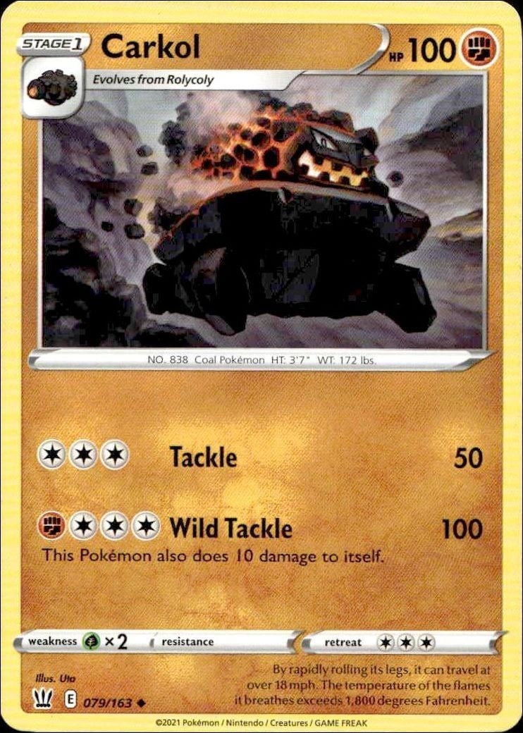 2021 Pokémon Battle Styles Carkol #079/163 trading card