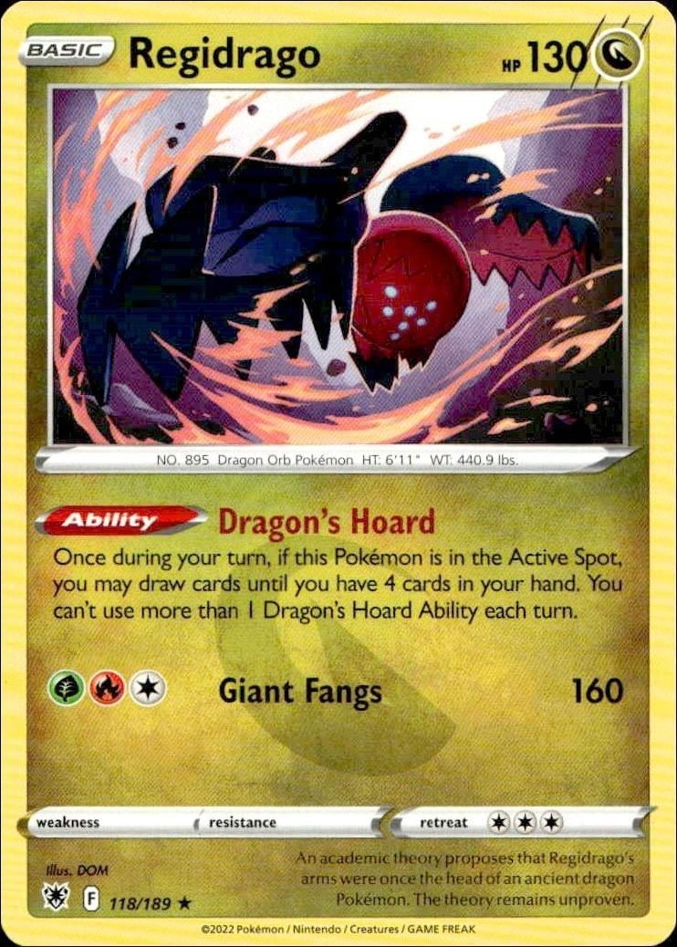 Regidrago 2022 Pokémon Astral Radiance #118/189 Pokémon Card - Front 2022 Pokémon Astral Radiance Regidrago #118/189 Pokémon card front
