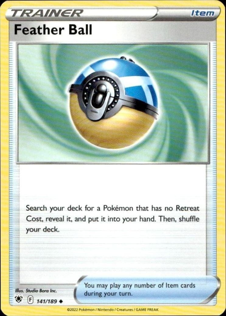 Feather Ball 2022 Pokémon Astral Radiance #141/189 Pokémon Card - Front 2022 Pokémon Astral Radiance Feather Ball #141/189 Pokémon card front