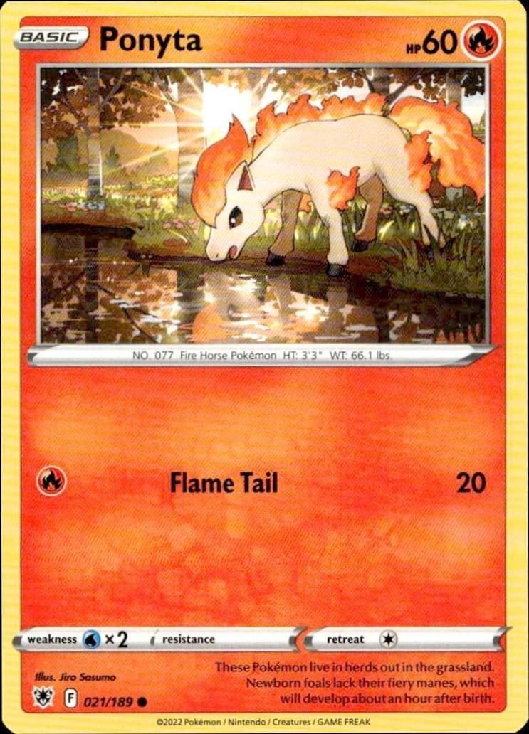 Ponyta 2022 Pokémon Astral Radiance #021/189 Pokémon Card - Front 2022 Pokémon Astral Radiance Ponyta #021/189 Pokémon card front