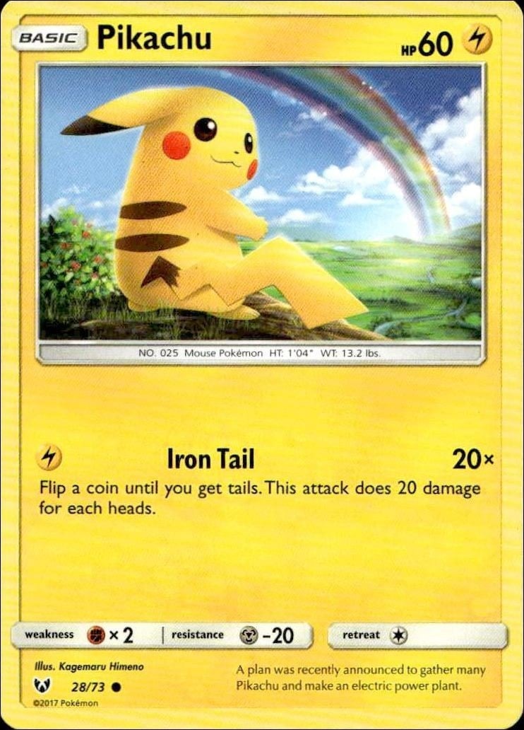 2017 Pokémon Shining Legends Pikachu #28/73 trading card