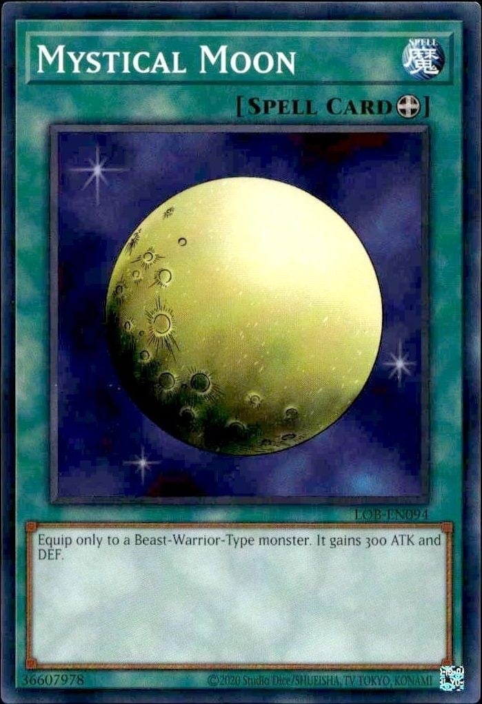 Mystical Moon 2023 Yu-Gi-Oh! Legend of Blue Eyes White Dragon #LOB-EN094 Yu-Gi-Oh! Card - Front 2023 Yu-Gi-Oh! Legend of Blue Eyes White Dragon Mystical Moon #LOB-EN094 Yu-Gi-Oh! card front