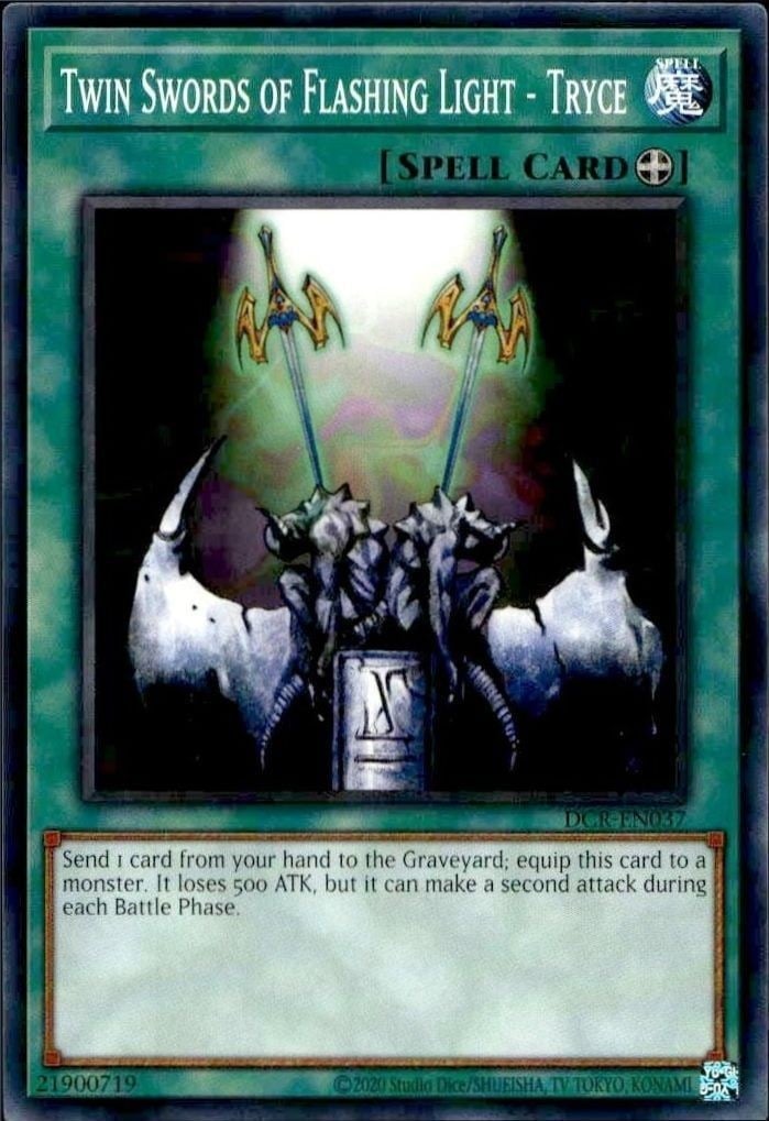 Twin Swords of Flashing Light - Tryce 2023 Yu-Gi-Oh! Dark Crisis #DCR-EN037 Yu-Gi-Oh! Card - Front 2023 Yu-Gi-Oh! Dark Crisis Twin Swords of Flashing Light - Tryce #DCR-EN037 Yu-Gi-Oh! card front