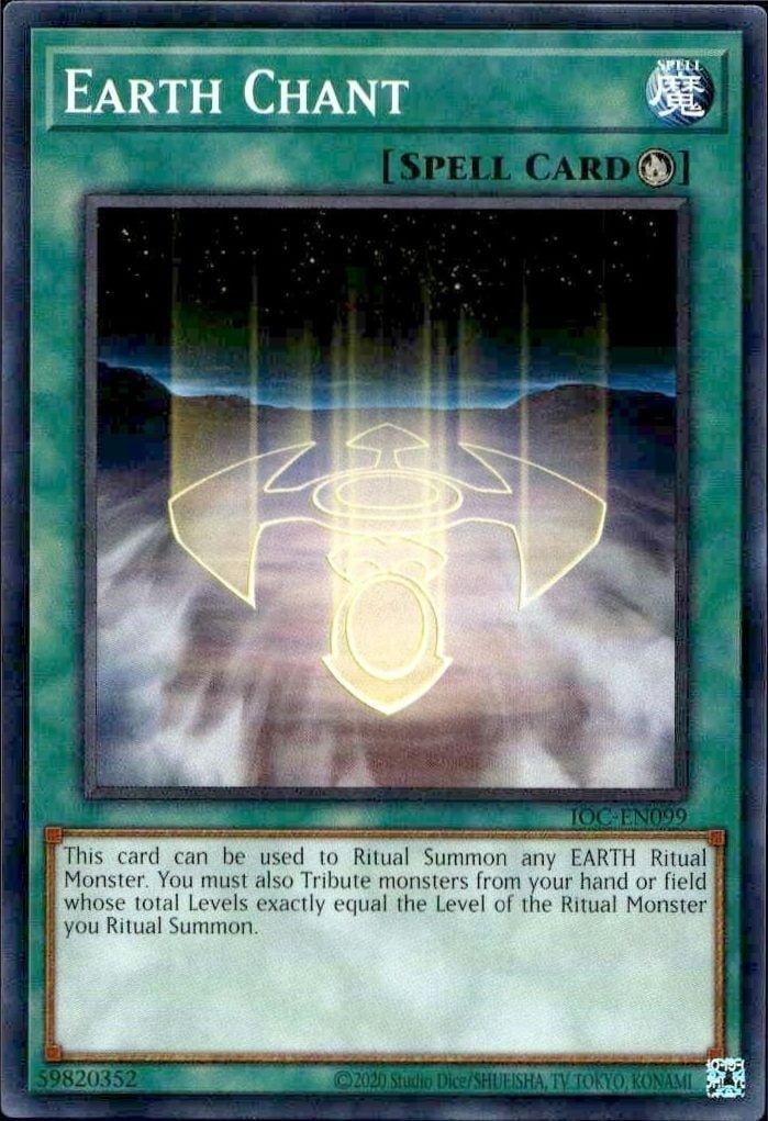 Earth Chant 2023 Yu-Gi-Oh! Invasion of Chaos #IOC-EN099 Yu-Gi-Oh! Card - Front 2023 Yu-Gi-Oh! Invasion of Chaos Earth Chant #IOC-EN099 Yu-Gi-Oh! card front