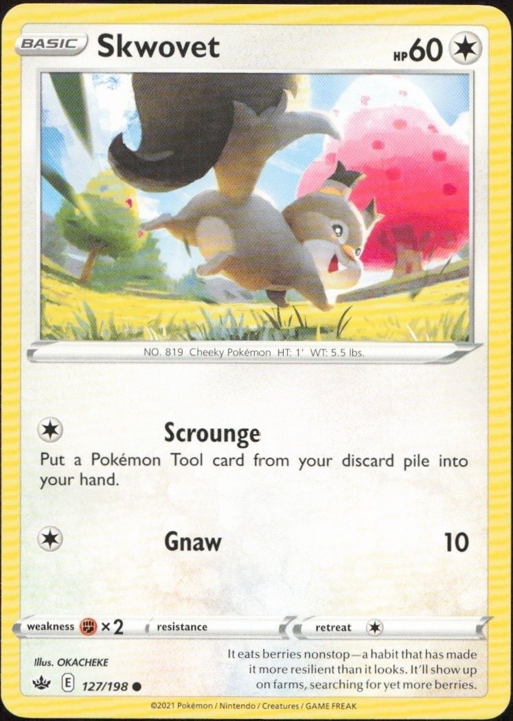 Skwovet 2021 Pokémon Chilling Reign #127/198 Pokémon Card - Front 2021 Pokémon Chilling Reign Skwovet #127/198 Pokémon card front
