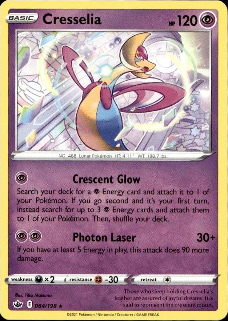 Cresselia 2021 Pokémon Chilling Reign #064/198 Pokémon Card - Front 2021 Pokémon Chilling Reign Cresselia #064/198 Pokémon card front