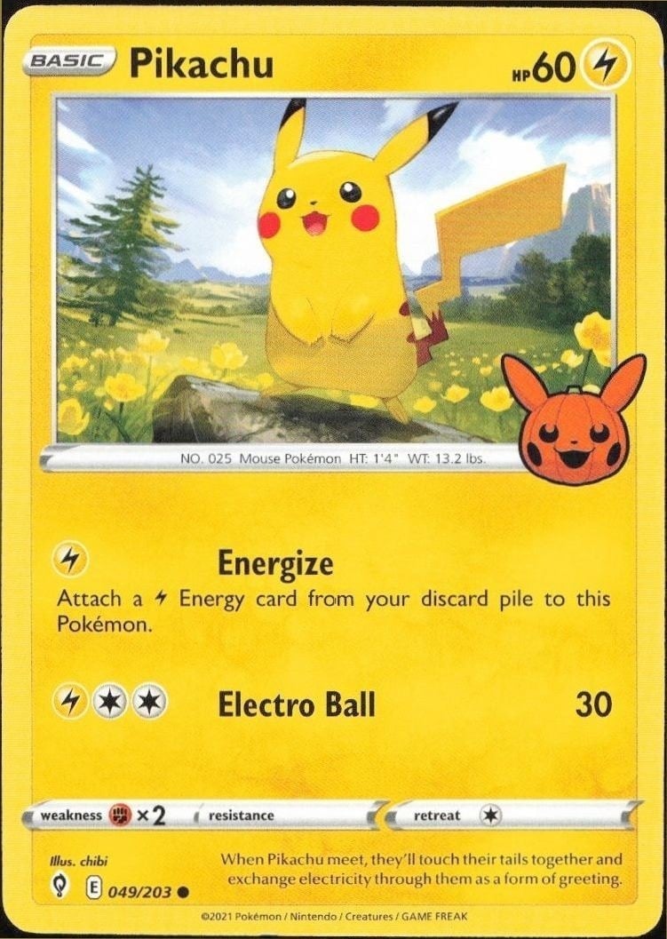 2021 Pokémon Evolving Skies Pikachu #049/203 trading card