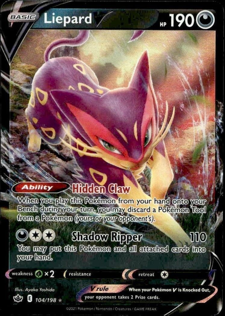 Liepard V 2021 Pokémon Chilling Reign #104/198 Pokémon Card - Front 2021 Pokémon Chilling Reign Liepard V #104/198 Pokémon card front