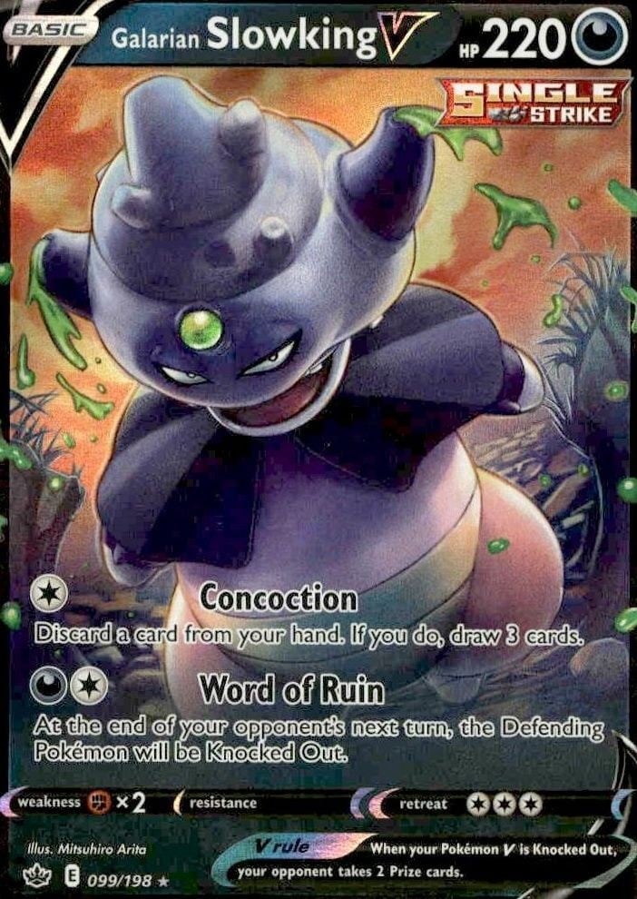 Galarian Slowking V 2021 Pokémon Chilling Reign #099/198 Pokémon Card - Front 2021 Pokémon Chilling Reign Galarian Slowking V #099/198 Pokémon card front