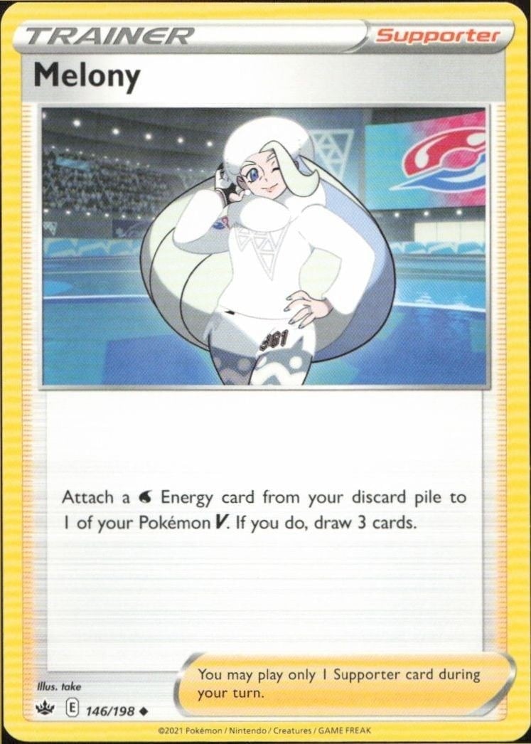 Melony 2021 Pokémon Chilling Reign #146/198 Pokémon Card - Front 2021 Pokémon Chilling Reign Melony #146/198 Pokémon card front