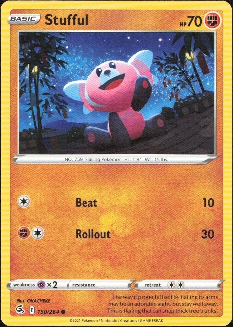 Stufful 2021 Pokémon Fusion Strike #150/264 Pokémon Card - Front 2021 Pokémon Fusion Strike Stufful #150/264 Pokémon card front