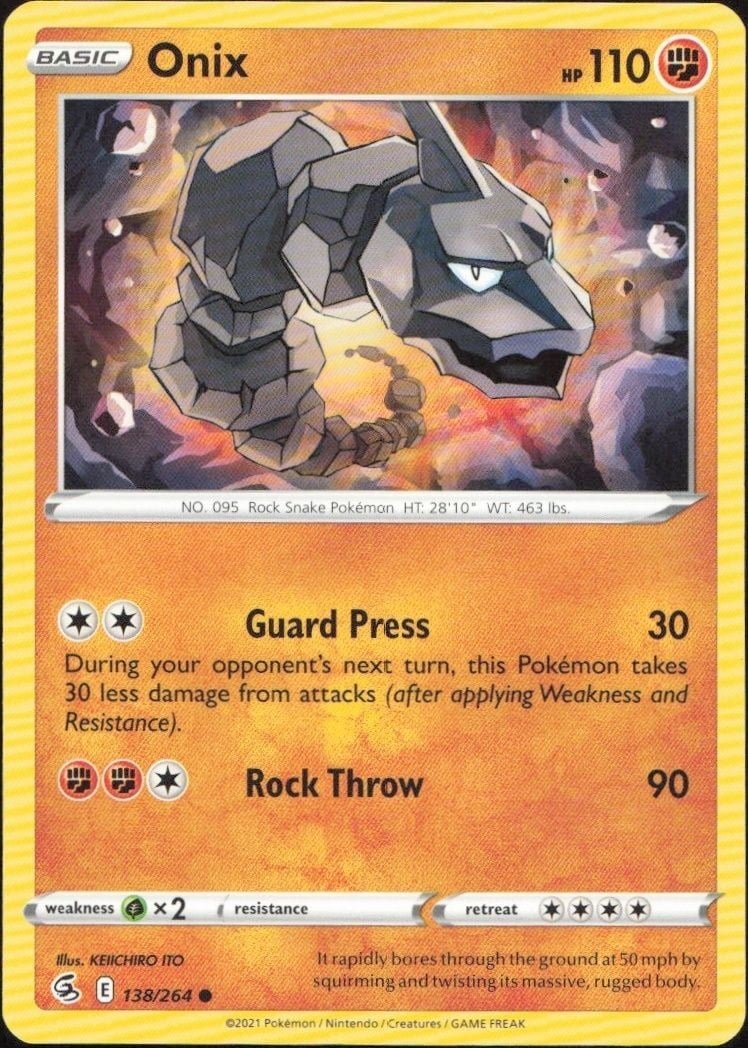 2021 Pokémon Fusion Strike Onix #138/264 trading card