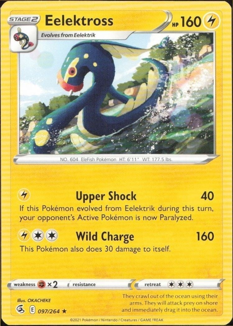 Eelektross 2021 Pokémon Fusion Strike #097/264 Pokémon Card - Front 2021 Pokémon Fusion Strike Eelektross #097/264 Pokémon card front
