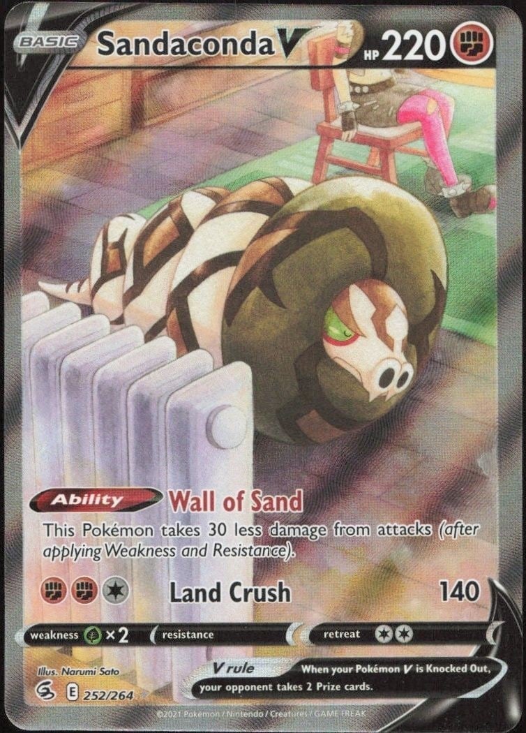 Sandaconda V 2021 Pokémon Fusion Strike #252/264 Pokémon Card - Front 2021 Pokémon Fusion Strike Sandaconda V #252/264 Pokémon card front