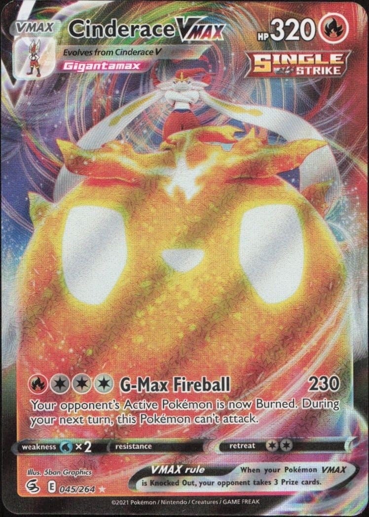 Cinderace Vmax 2021 Pokémon Fusion Strike #045/264 Pokémon Card - Front 2021 Pokémon Fusion Strike Cinderace Vmax #045/264 Pokémon card front