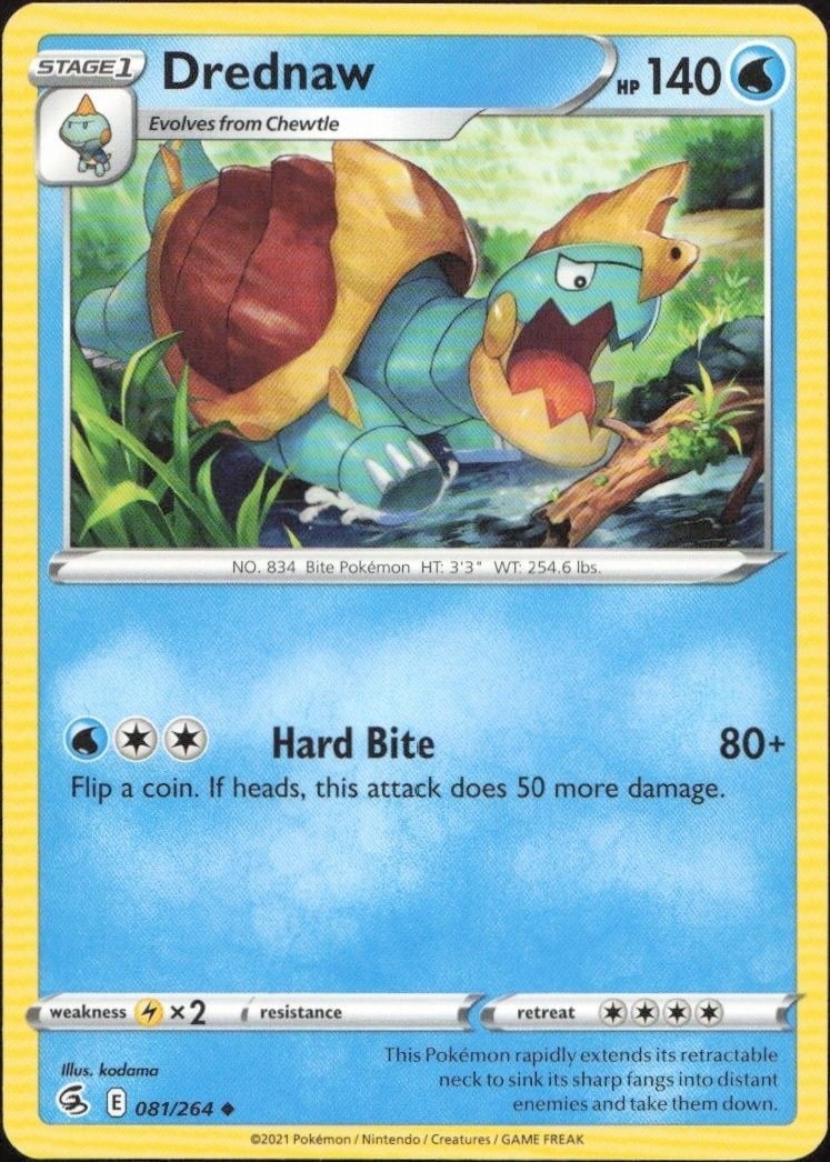 Drednaw 2021 Pokémon Fusion Strike #081/264 Pokémon Card - Front 2021 Pokémon Fusion Strike Drednaw #081/264 Pokémon card front