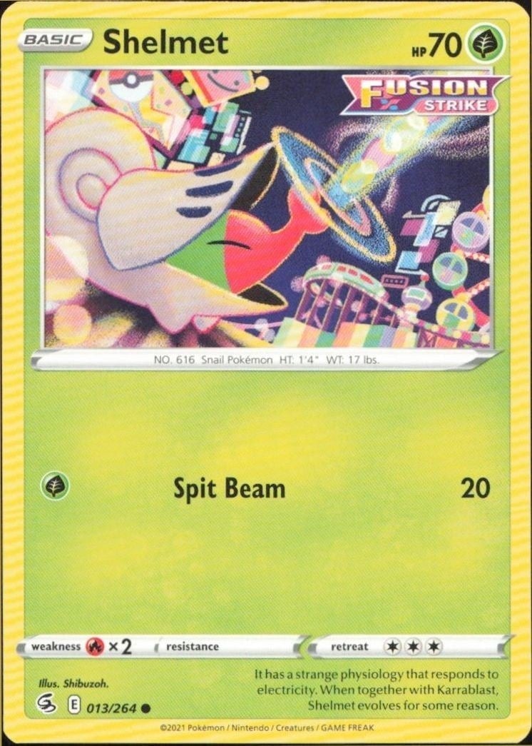 2021 Pokémon Fusion Strike Shelmet #013/264 trading card