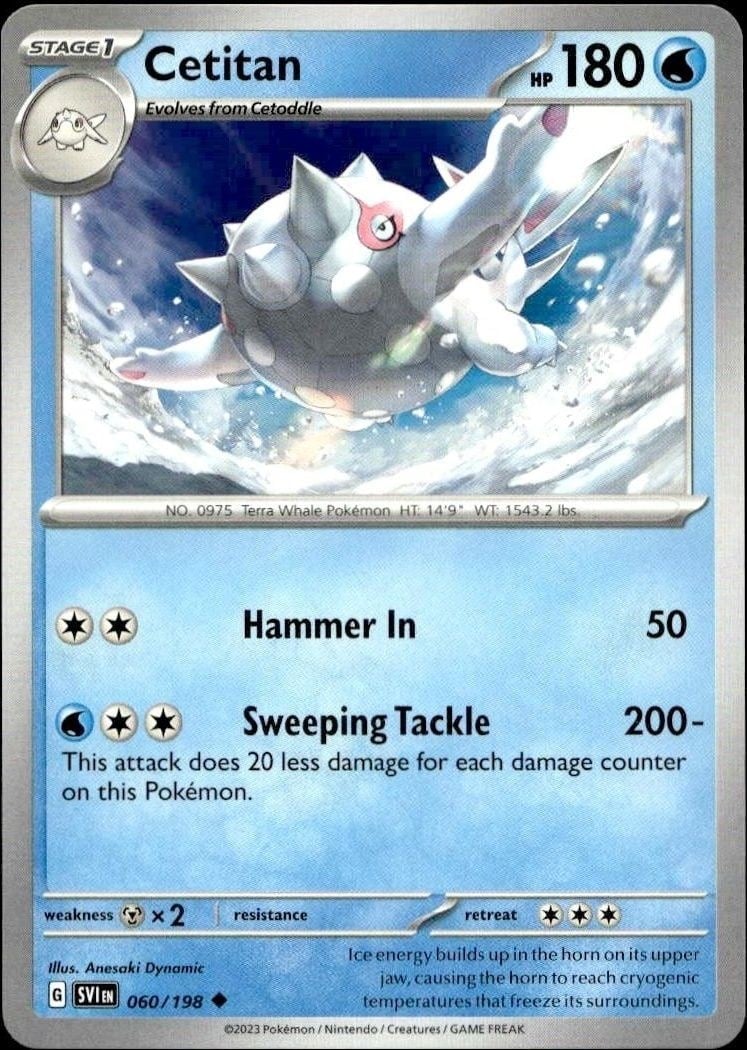 Cetitan 2023 Pokémon Scarlet & Violet #060/198 Pokémon Card - Front 2023 Pokémon Scarlet & Violet Cetitan #060/198 Pokémon card front