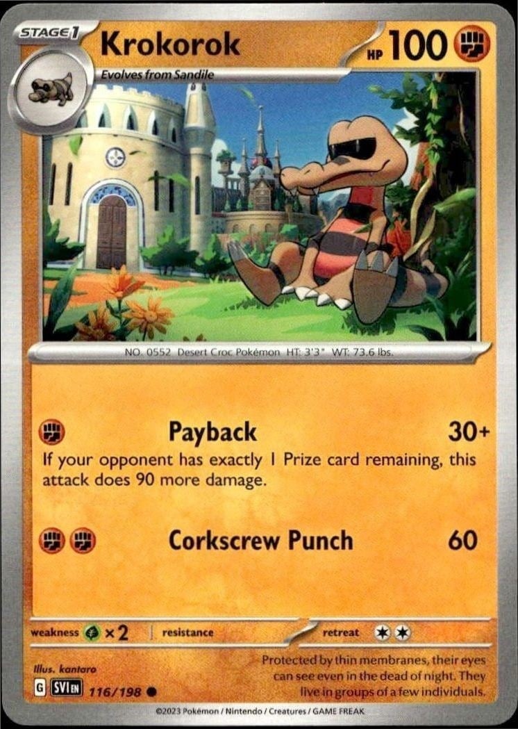 Krokorok 2023 Pokémon Scarlet & Violet #116/198 Pokémon Card - Front 2023 Pokémon Scarlet & Violet Krokorok #116/198 Pokémon card front