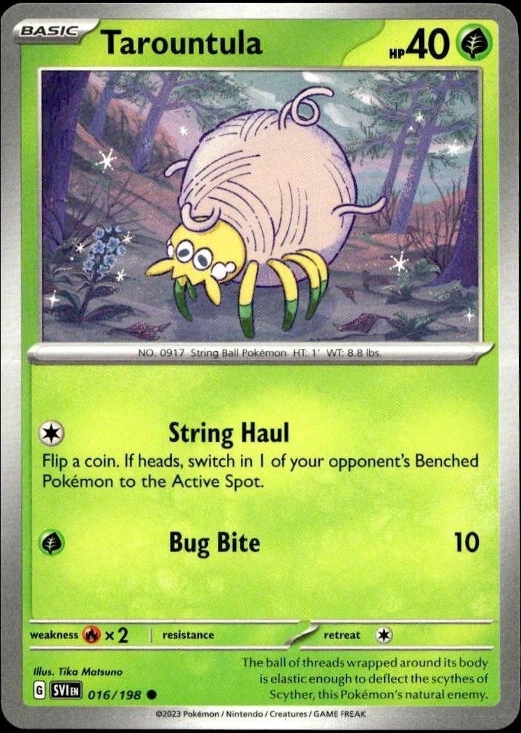 Tarountula 2023 Pokémon Scarlet & Violet #016/198 Pokémon Card - Front 2023 Pokémon Scarlet & Violet Tarountula #016/198 Pokémon card front