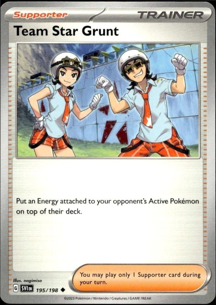 Team Star Grunt 2023 Pokémon Scarlet & Violet #195/198 Pokémon Card - Front 2023 Pokémon Scarlet & Violet Team Star Grunt #195/198 Pokémon card front