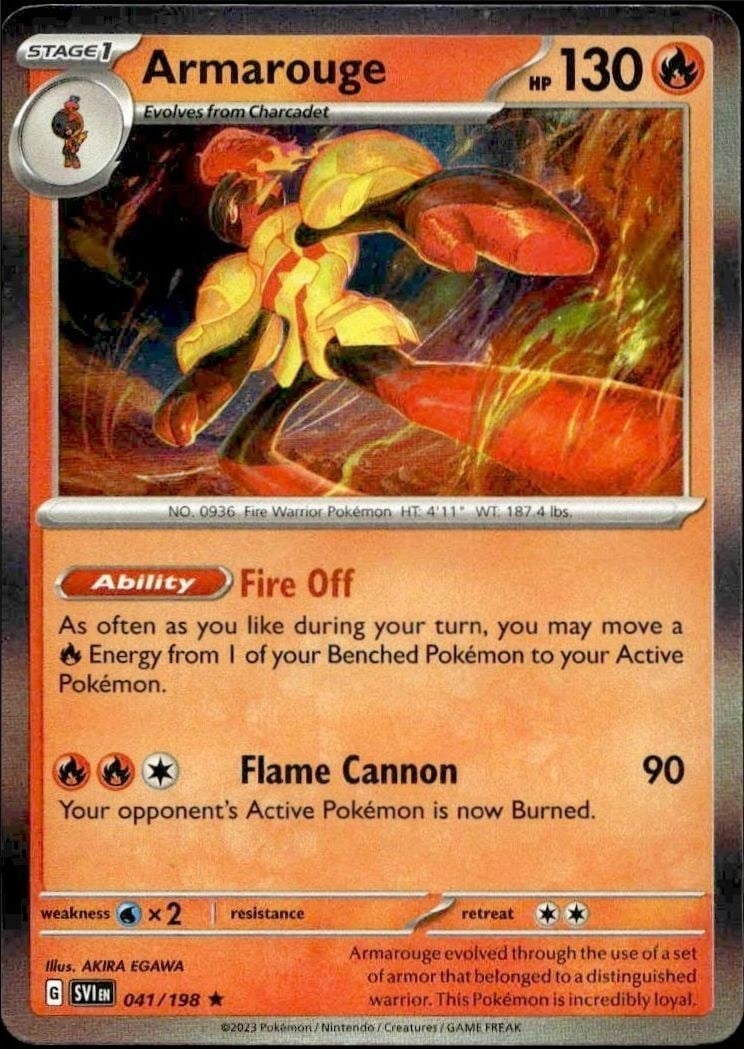 Armarouge 2023 Pokémon Scarlet & Violet #041/198 Pokémon Card - Front 2023 Pokémon Scarlet & Violet Armarouge #041/198 Pokémon card front