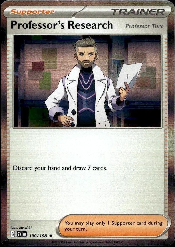 Professor's Research (Professor Turo) 2023 Pokémon Scarlet & Violet #190/198 Pokémon Card - Front 2023 Pokémon Scarlet & Violet Professor's Research (Professor Turo) #190/198 Pokémon card front