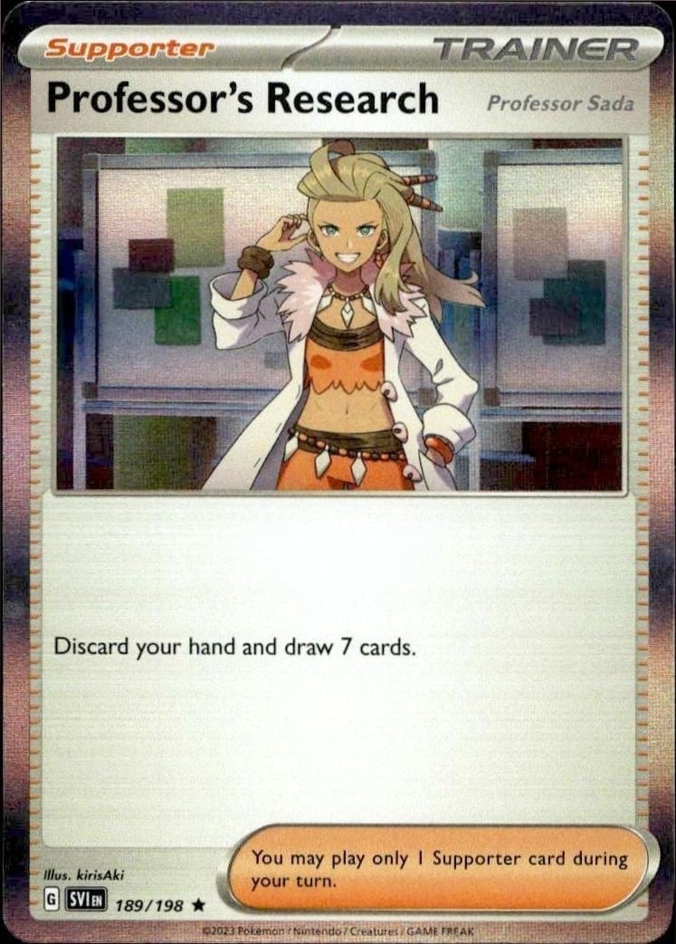 Professor's Research (Professor Sada) 2023 Pokémon Scarlet & Violet #189/198 Pokémon Card - Front 2023 Pokémon Scarlet & Violet Professor's Research (Professor Sada) #189/198 Pokémon card front