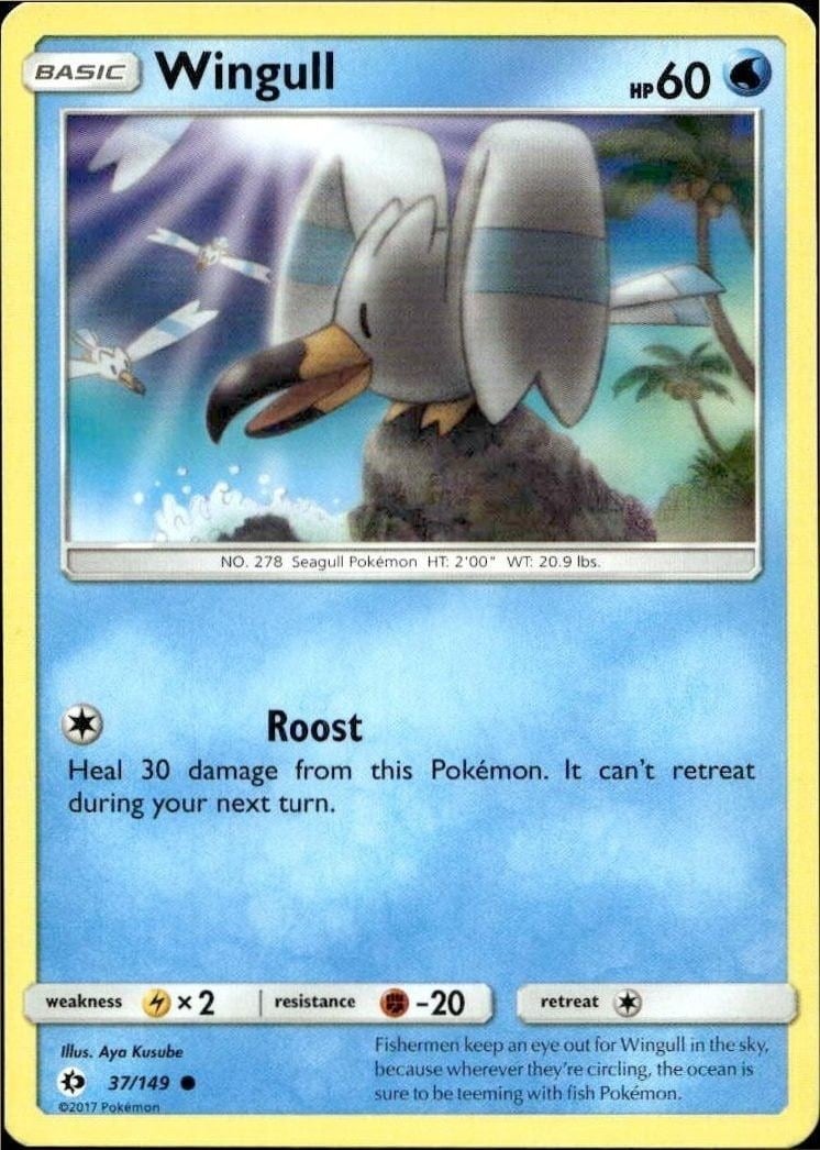 Wingull 2017 Pokémon Sun & Moon #037/149 Pokémon Card - Front 2017 Pokémon Sun & Moon Wingull #037/149 Pokémon card front