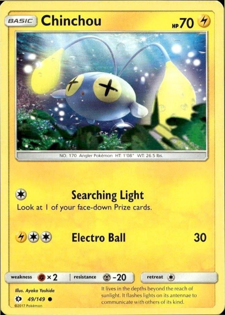 Chinchou 2017 Pokémon Sun & Moon #049/149 Pokémon Card - Front 2017 Pokémon Sun & Moon Chinchou #049/149 Pokémon card front