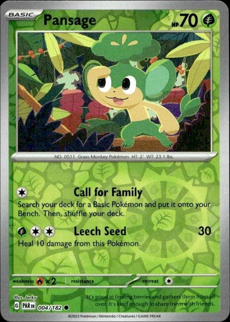 Pansage 2023 Pokémon Paradox Rift #004/182 Pokémon Card - Front 2023 Pokémon Paradox Rift Pansage #004/182 Pokémon card front