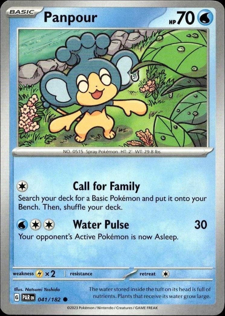 Panpour 2023 Pokémon Paradox Rift #041/182 Pokémon Card - Front 2023 Pokémon Paradox Rift Panpour #041/182 Pokémon card front