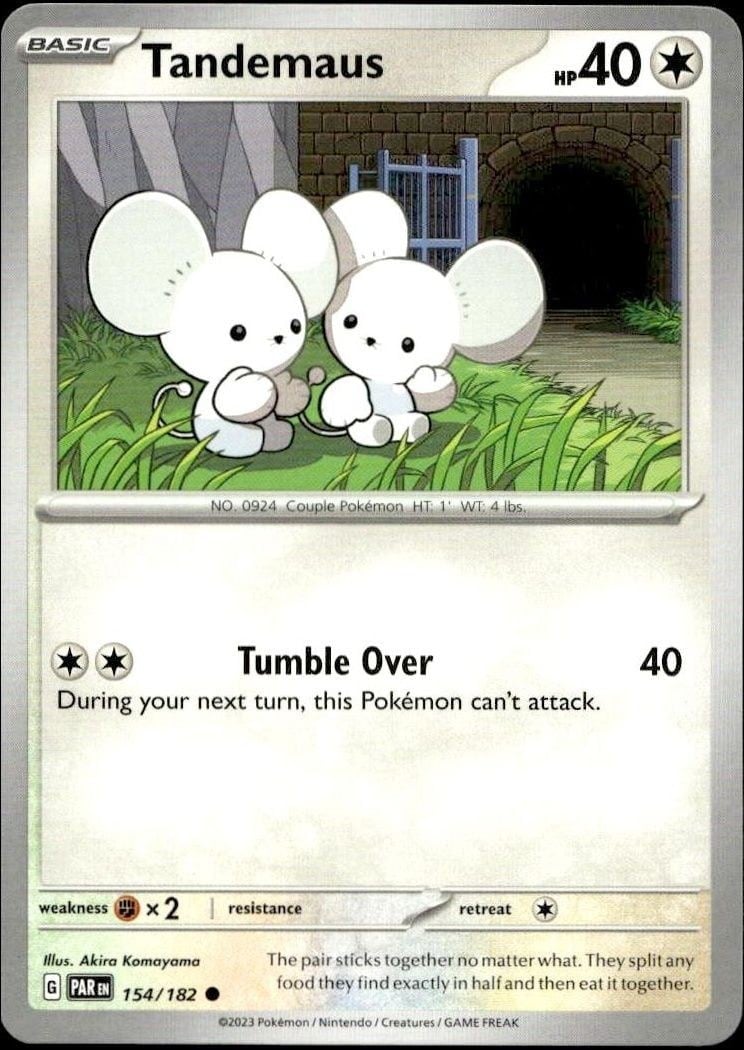 Tandemaus 2023 Pokémon Paradox Rift #154/182 Pokémon Card - Front 2023 Pokémon Paradox Rift Tandemaus #154/182 Pokémon card front