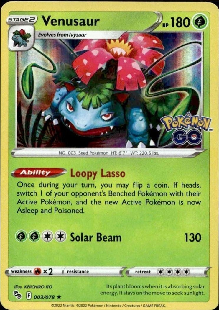 Venusaur 2022 Pokémon Go #003/078 Pokémon Card - Front 2022 Pokémon Go Venusaur #003/078 Pokémon card front