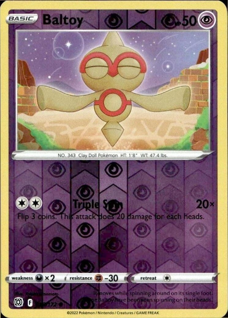 Baltoy 2022 Pokémon Brilliant Stars #058/172 Pokémon Card - Front 2022 Pokémon Brilliant Stars Baltoy #058/172 Pokémon card front