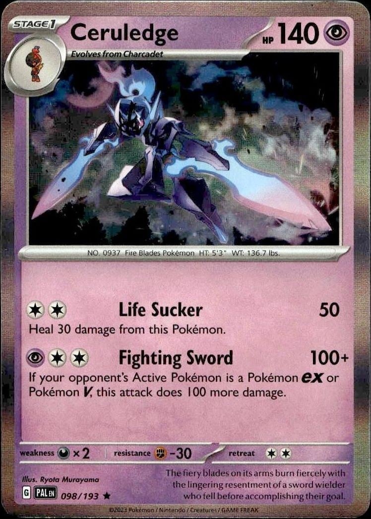 Ceruledge 2022 Pokémon Paldea Evolved #098/193 Pokémon Card - Front 2022 Pokémon Paldea Evolved Ceruledge #098/193 Pokémon card front