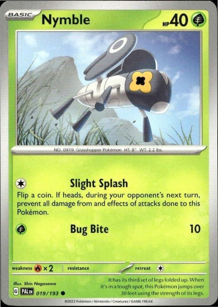 Nymble 2023 Pokémon Paldea Evolved #019/193 Pokémon Card - Front 2023 Pokémon Paldea Evolved Nymble #019/193 Pokémon card front