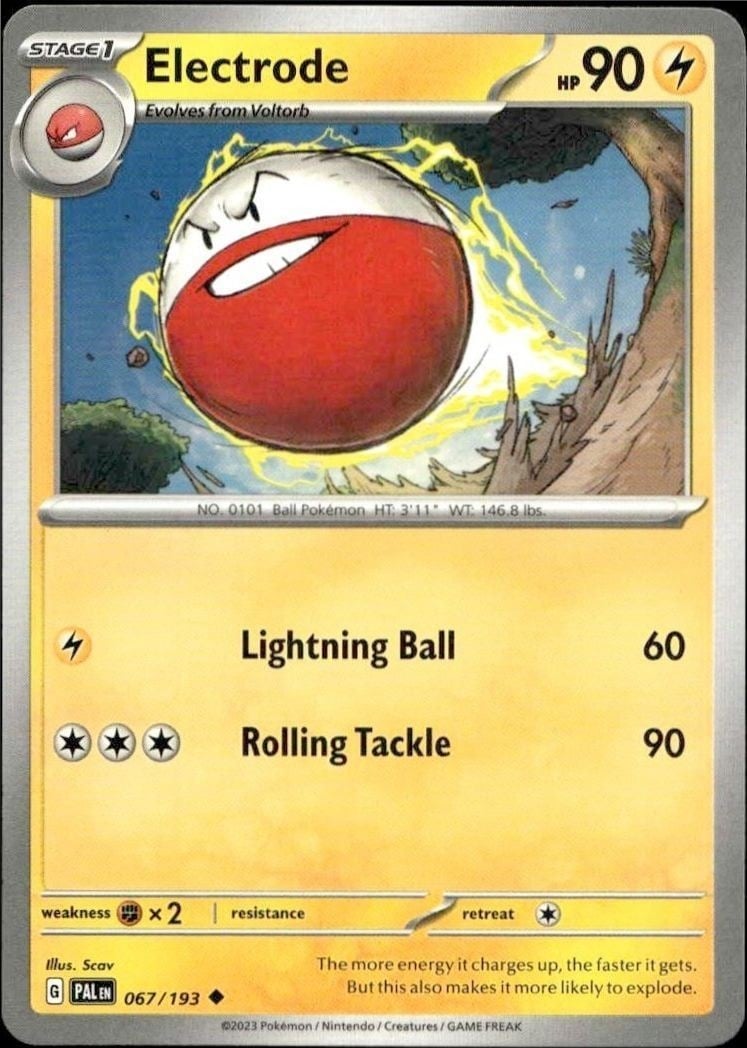 Electrode 2023 Pokémon Paldea Evolved #067/193 Pokémon Card - Front 2023 Pokémon Paldea Evolved Electrode #067/193 Pokémon card front