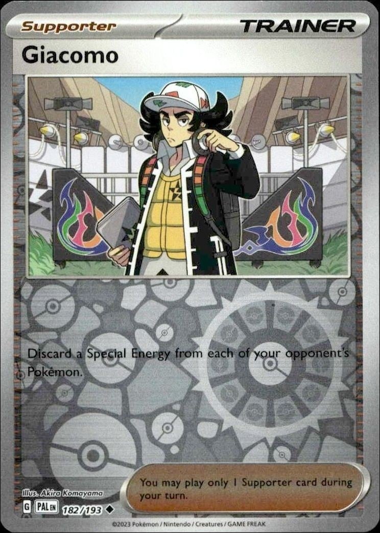 Giacomo 2023 Pokémon Paldea Evolved #182/193 Pokémon Card - Front 2023 Pokémon Paldea Evolved Giacomo #182/193 Pokémon card front
