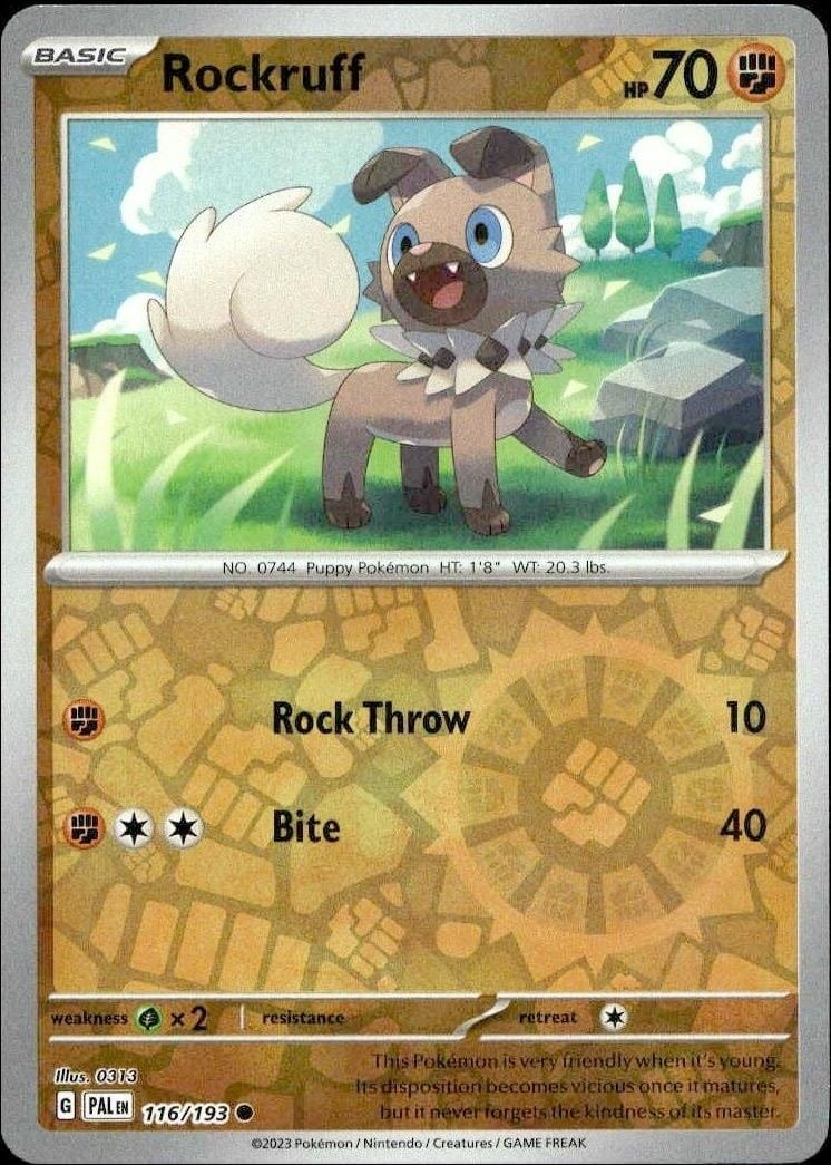 Rockruff 2023 Pokémon Paldea Evolved #116/193 Pokémon Card - Front 2023 Pokémon Paldea Evolved Rockruff #116/193 Pokémon card front
