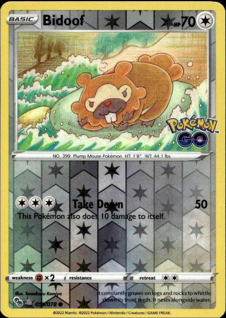 2013 Pokémon Go Bidoof #059/078 trading card