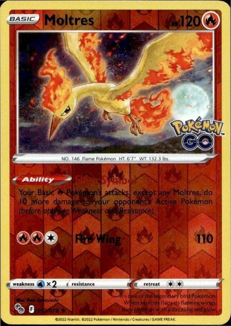 2012 Pokémon Go Moltres #012/078 trading card