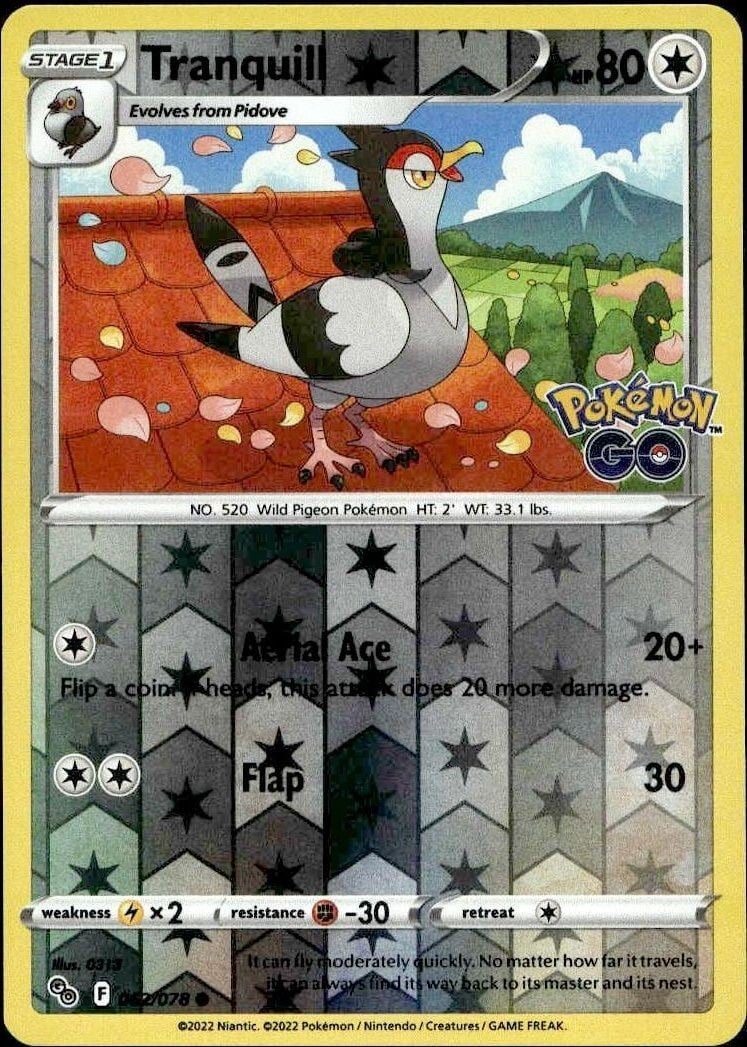 2015 Pokémon Go Tranquill #062/078 trading card