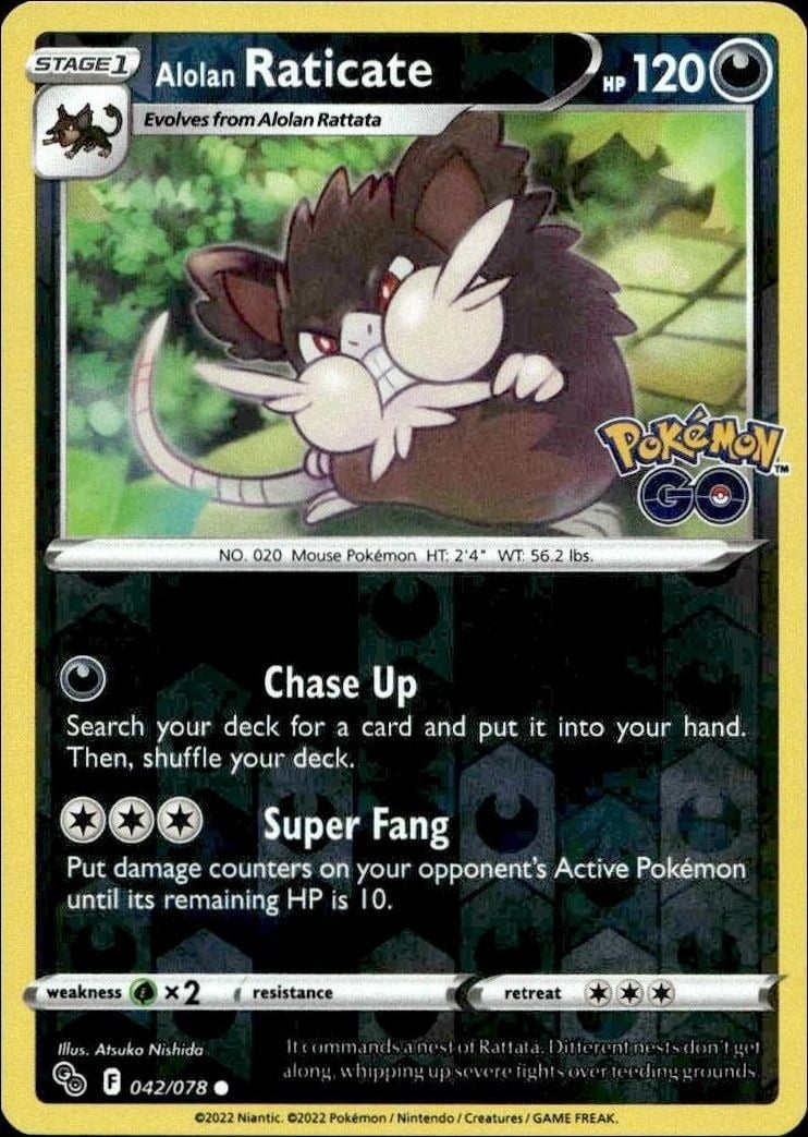 2022 Pokémon Go Alolan Raticate #042/078 trading card