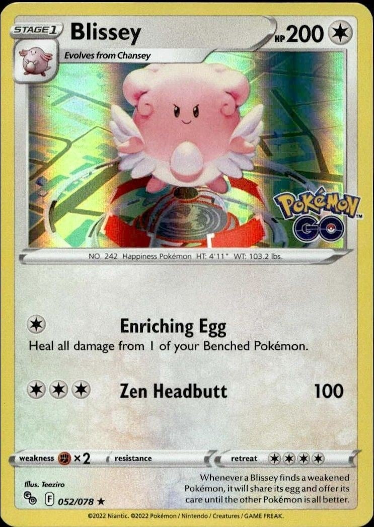 2012 Pokémon Go Blissey #052/078 trading card