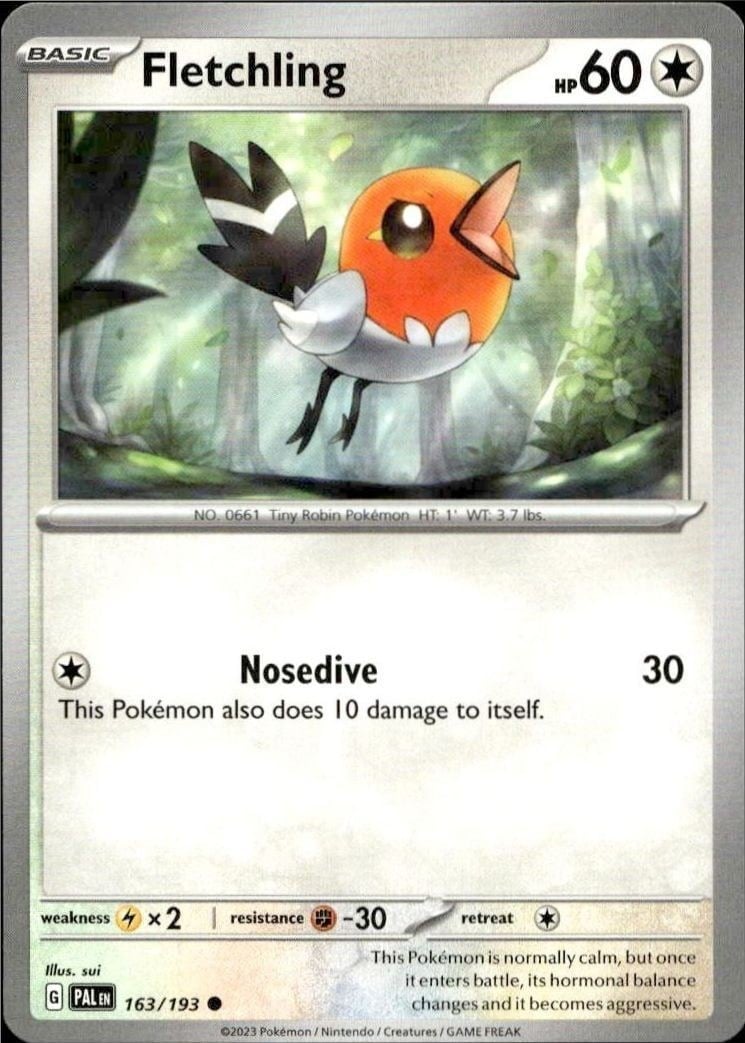 Fletchling 2023 Pokémon Paldea Evolved #163/193 Pokémon Card - Front 2023 Pokémon Paldea Evolved Fletchling #163/193 Pokémon card front