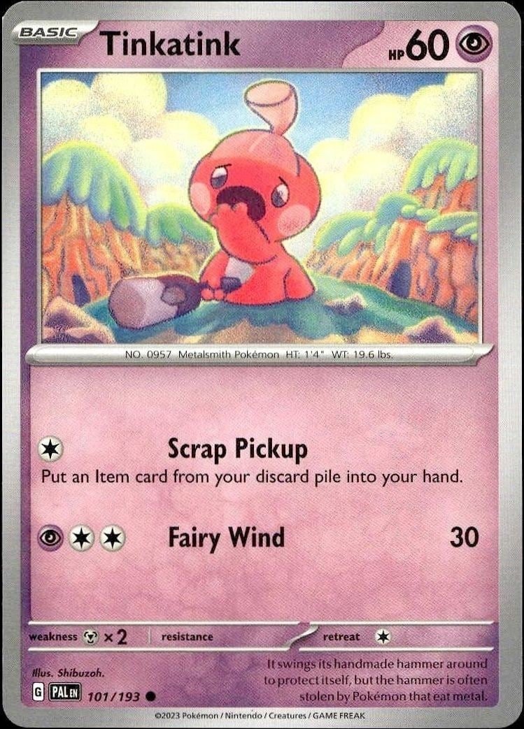 Tinkatink 2023 Pokémon Paldea Evolved #101/193 Pokémon Card - Front 2023 Pokémon Paldea Evolved Tinkatink #101/193 Pokémon card front