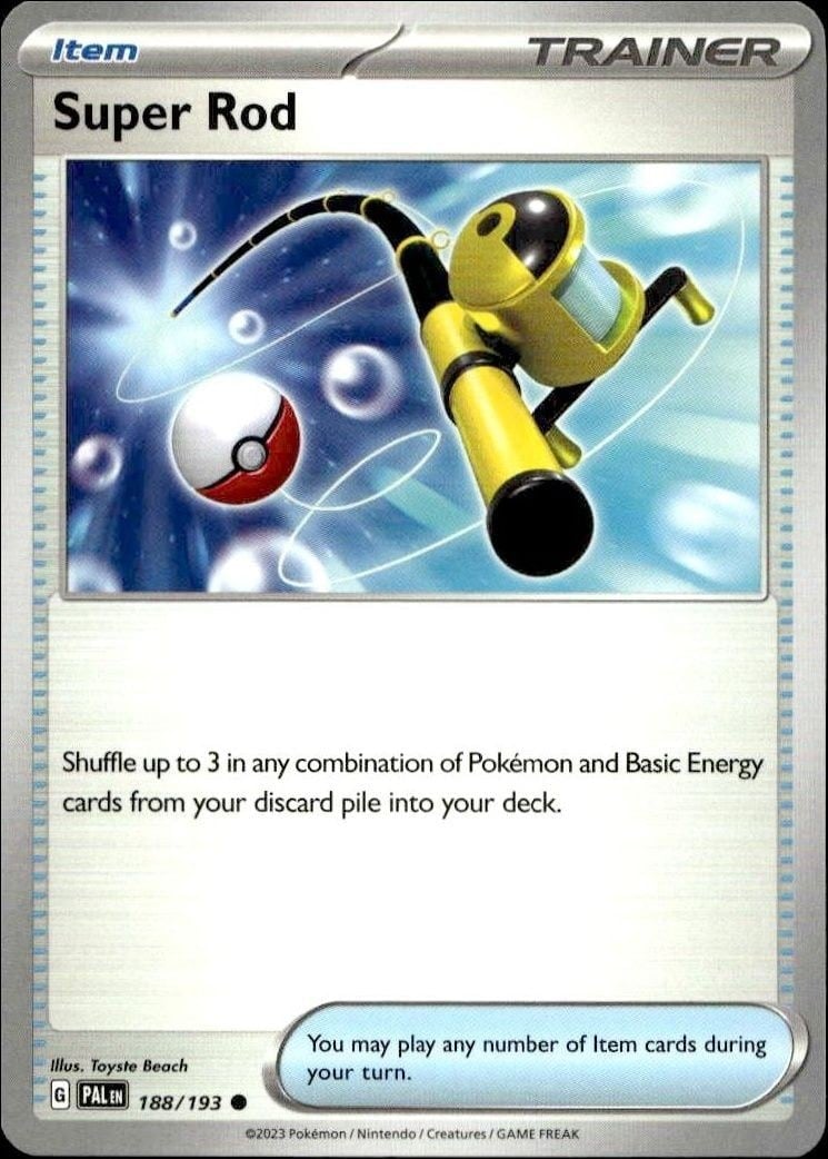 Super Rod 2023 Pokémon Paldea Evolved #188/193 Pokémon Card - Front 2023 Pokémon Paldea Evolved Super Rod #188/193 Pokémon card front